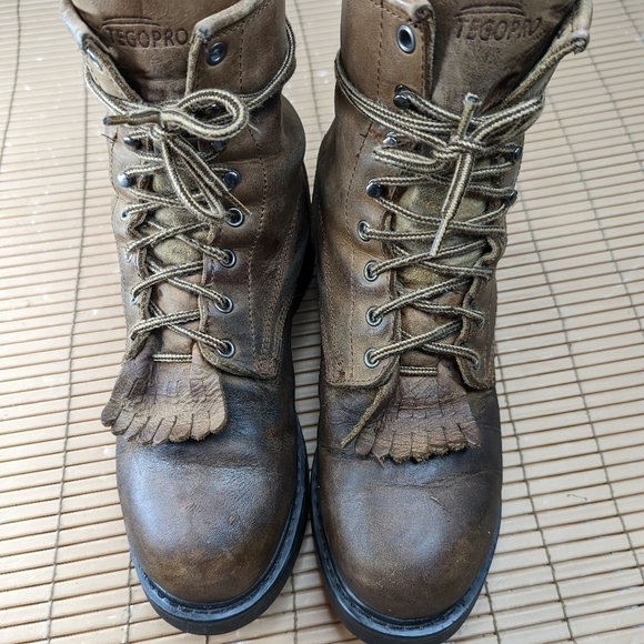 Tegopro Waterproof Brown leather steel toe Waterproof Hiker Work Boots Mens sz 9 - Picture 2 of 11